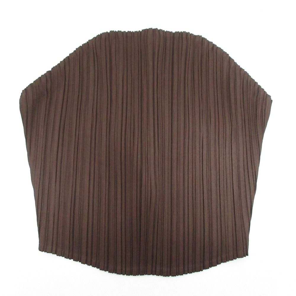 PLEATS PLEASE プリーツプリーズ イッセイミヤケ ベアトップ ビスチェ PP91-JK121 ブラウン レディース 古着
