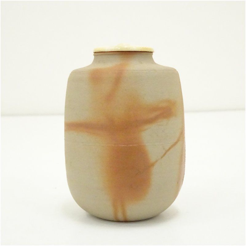 備前焼 木村陶峰造 火襷茶入（仕覆付）（保護箱） 茶入れ 茶道