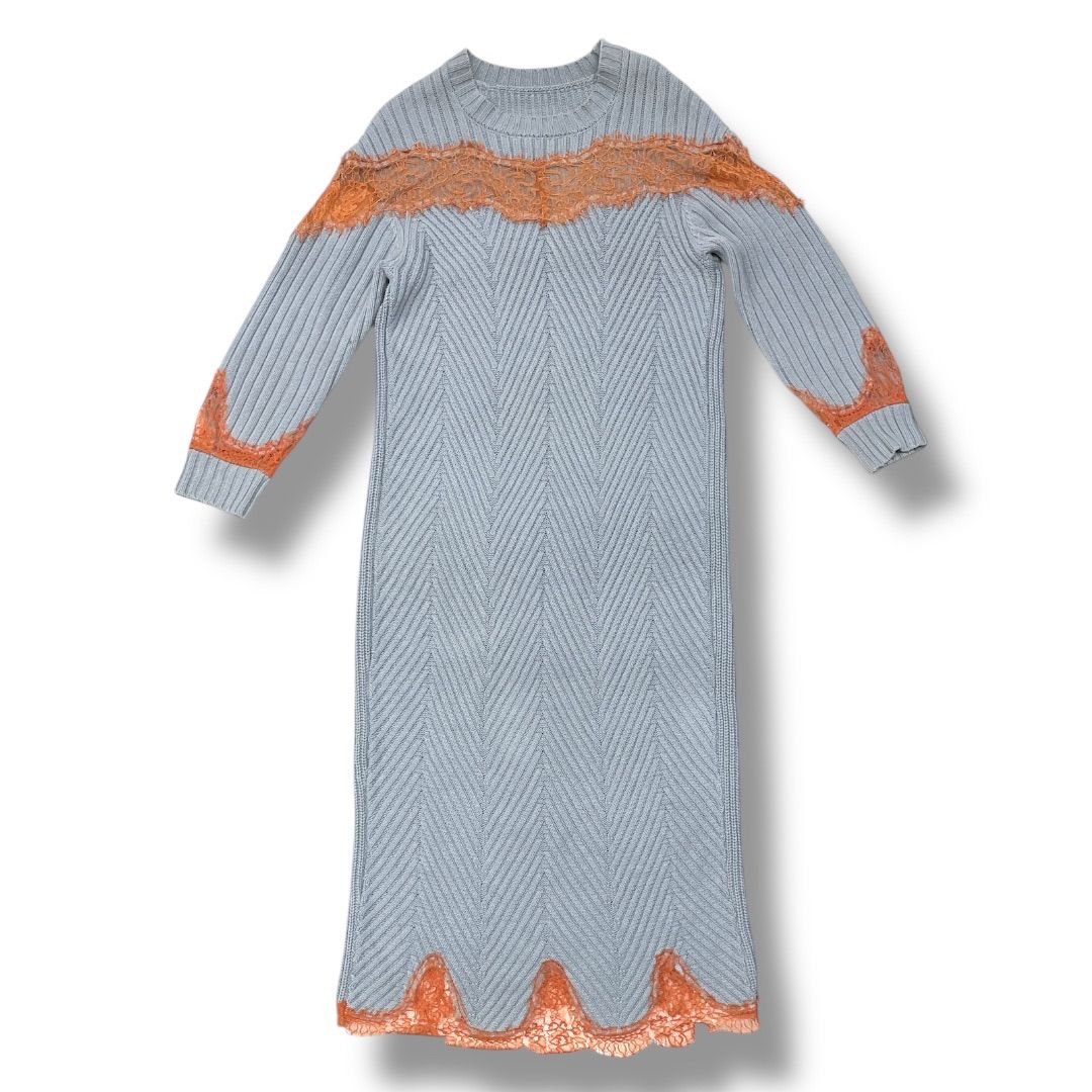 レース切替ニットワンピース