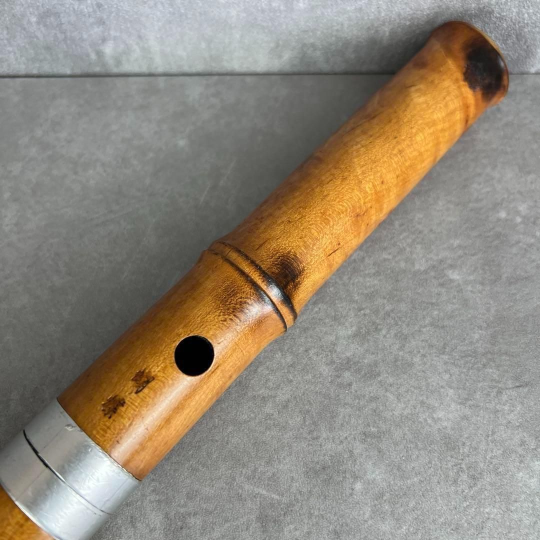 蝴蝶宝　尺八　琴古流　唄口バチ型　1尺8寸　木製　直管　節あり　印あり　現状品 蝴蝶宝 尺八 琴古流 唄口バチ型 1尺3寸 木製 直管 節あり 印あり 現状