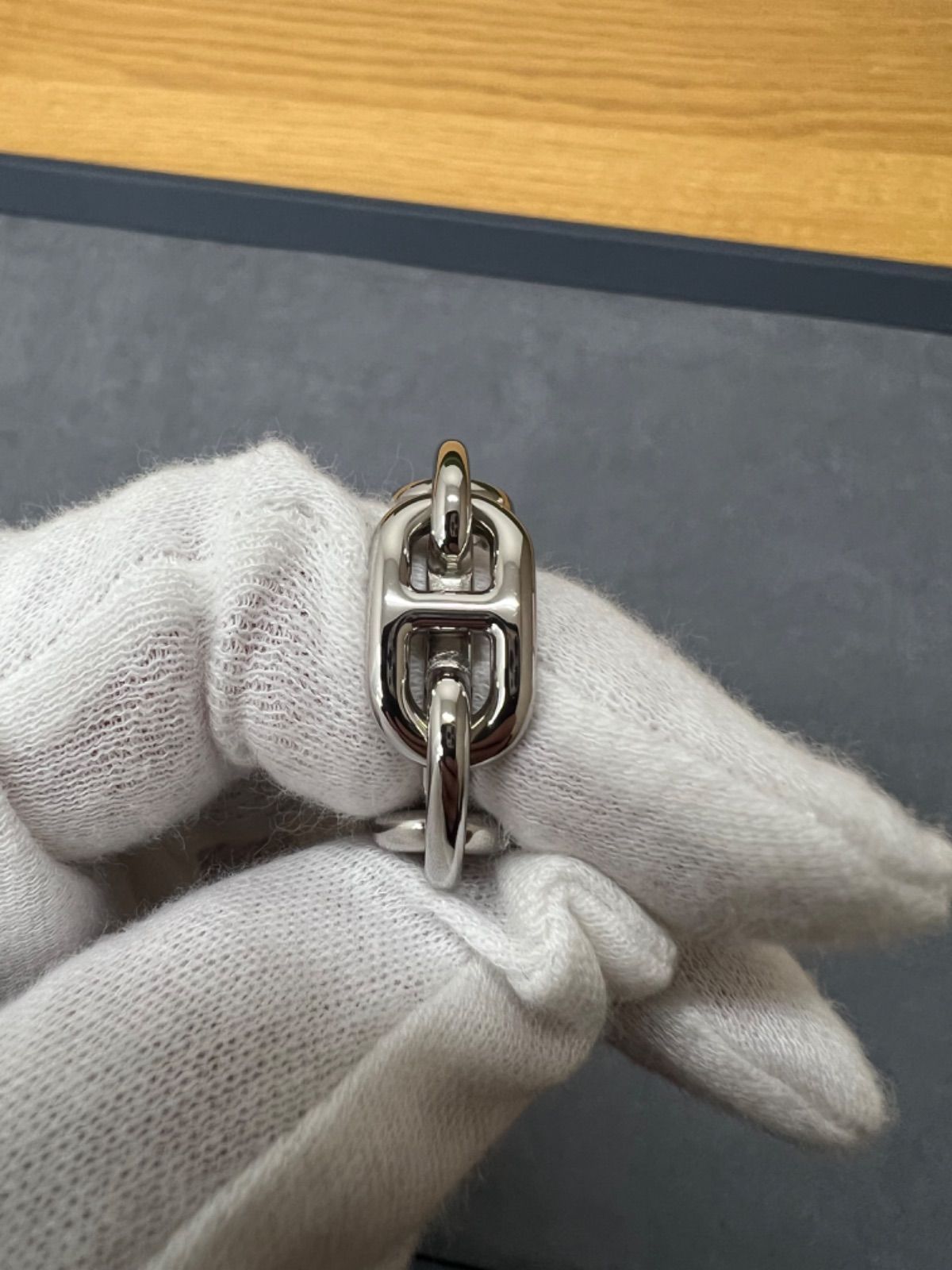 【美品】エルメス　シェーヌダンクル スカーフリング シルバー　レガート HERMES（エルメス） 【新品同様】エルメス レガート シェーヌダンクル