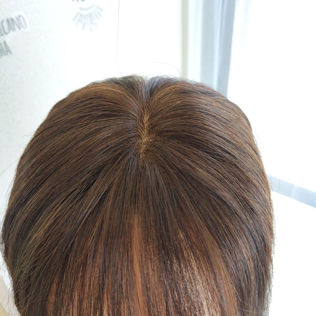 人毛レミー100%ヘアピース★ブラウン11×12☆20cmリアル植毛　薄毛隠し