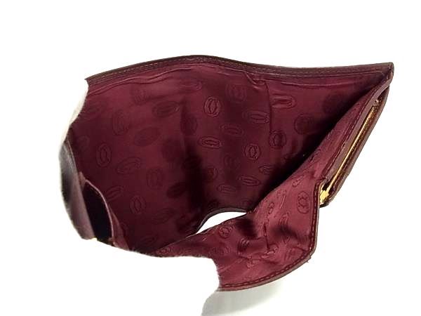 Cartier カルティエ マストライン 三つ折り財布 がま口 レザー ボルドー Cartier カルティエ L3000716 マストライン レザー 三つ折り
