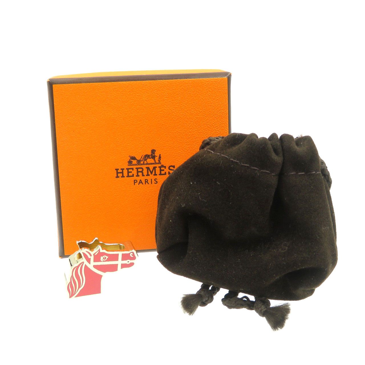 新品同様 エルメス カドリージュ ツイリーリング 馬 メタル