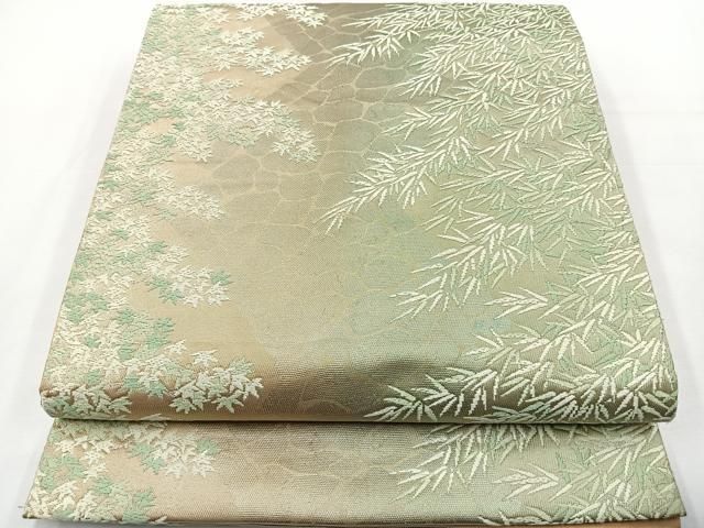 平和屋着物◎六通柄袋帯 唐織 祇王寺 銀糸 正絹 逸品 BAAT6141ea