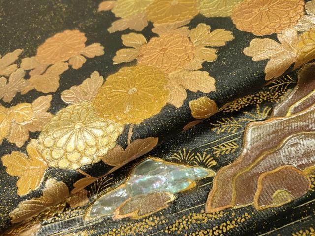 平和屋着物◎太鼓柄袋帯 唐織 嵯峨直指庵文 障碧箔