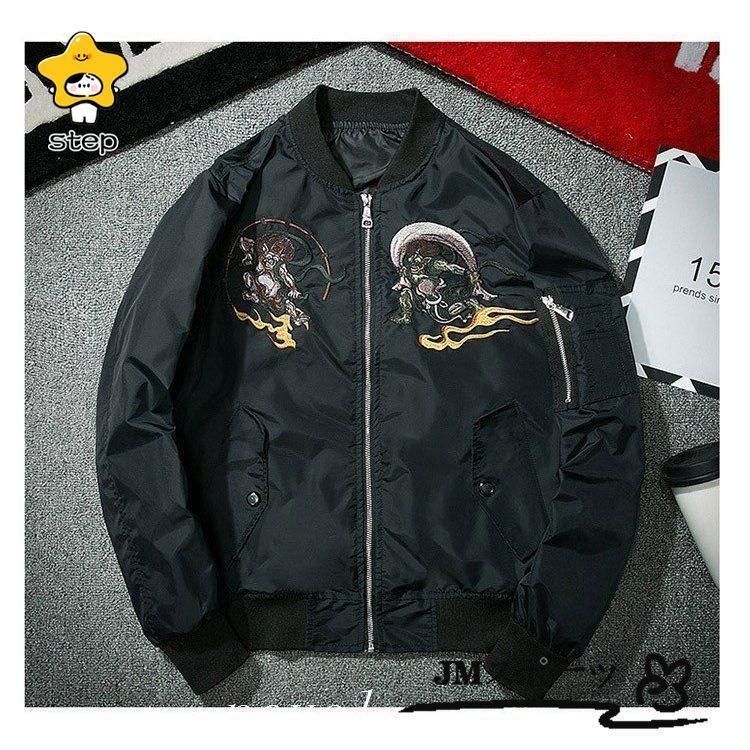 スカジャン 長袖 メンズジャケット MA-1 刺繍 ミリタリー カジュアル