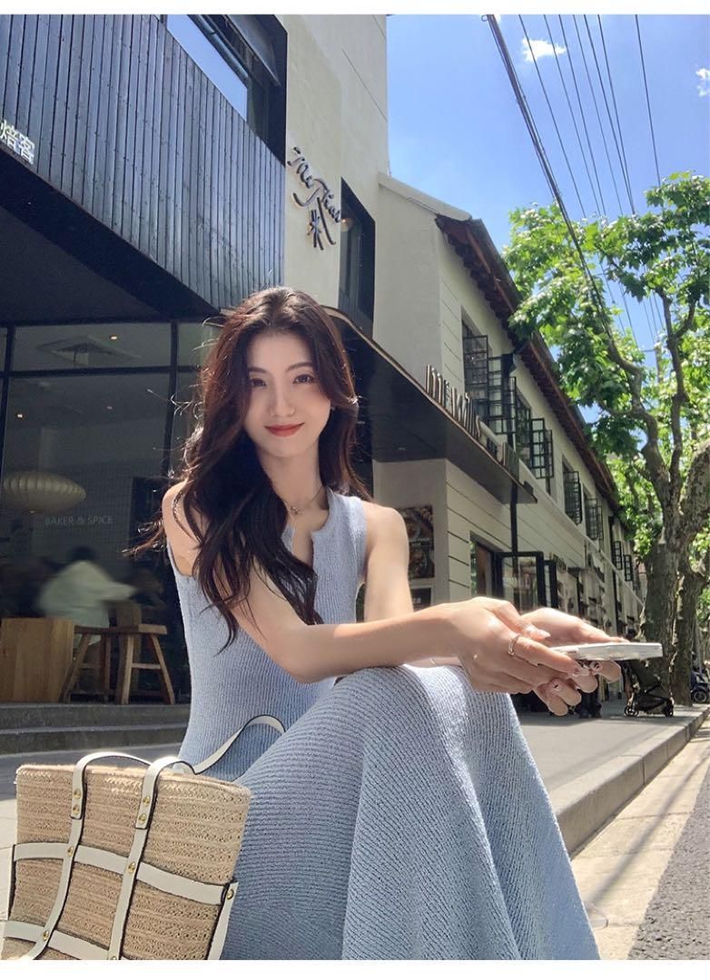 ノースリーブニットワンピース 着痩せ効果抜群