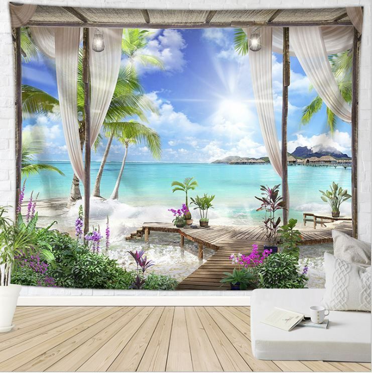 タペストリー 壁飾り 風景 リゾート ビーチ ハワイ 西海岸 南国 背景布