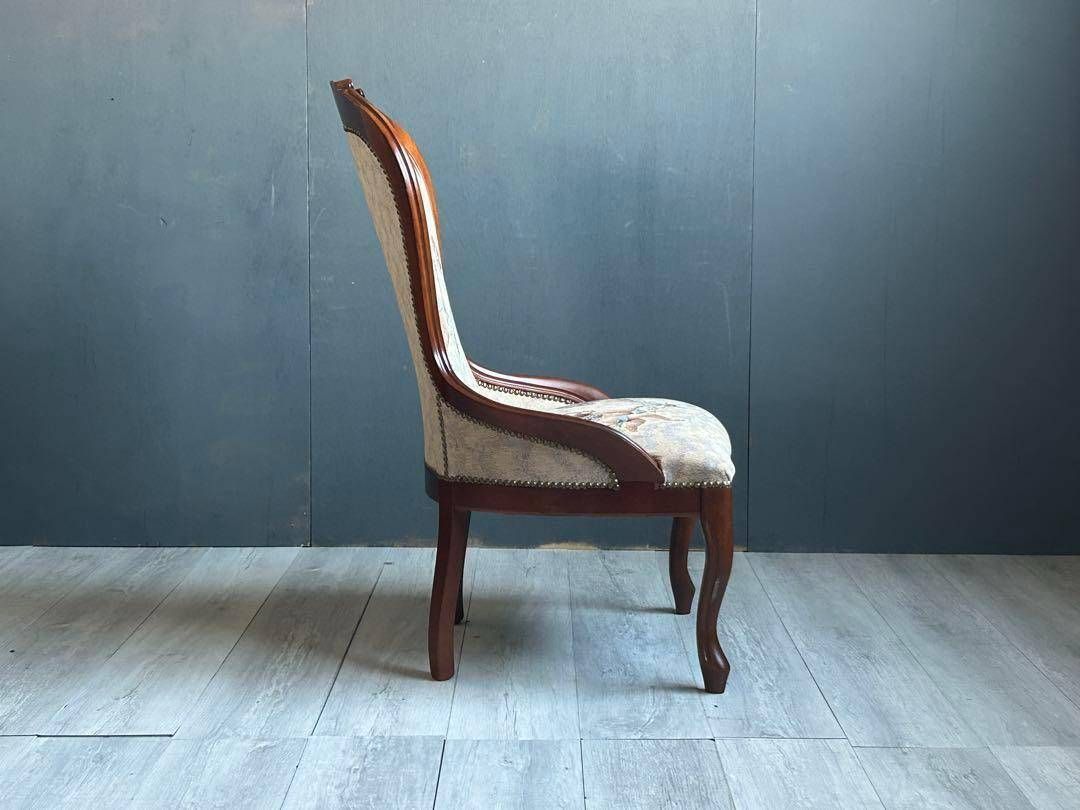 アンティーク ダイニングチェア 猫脚 ロココ調 イタリア 革張り