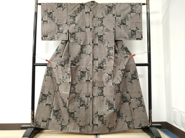 平和屋着物○本場大島紬 更紗花唐草文 正絹 逸品 未使用 CAAY8046gh