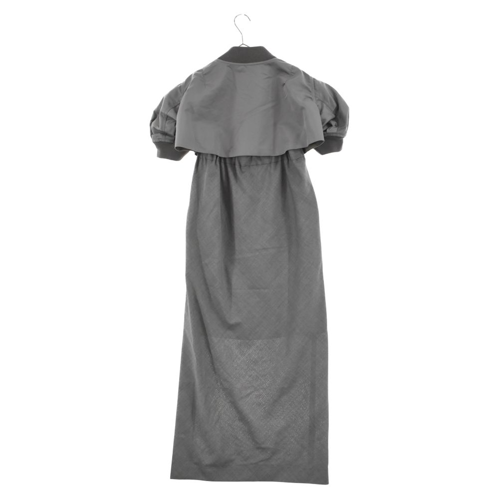 sacai / サカイ | 2019AW | Wool Jersey Dress ウール ジャージー ドレス サテン ドッキング バック ギャザー ワンピース | 1 | ブラック | レディース