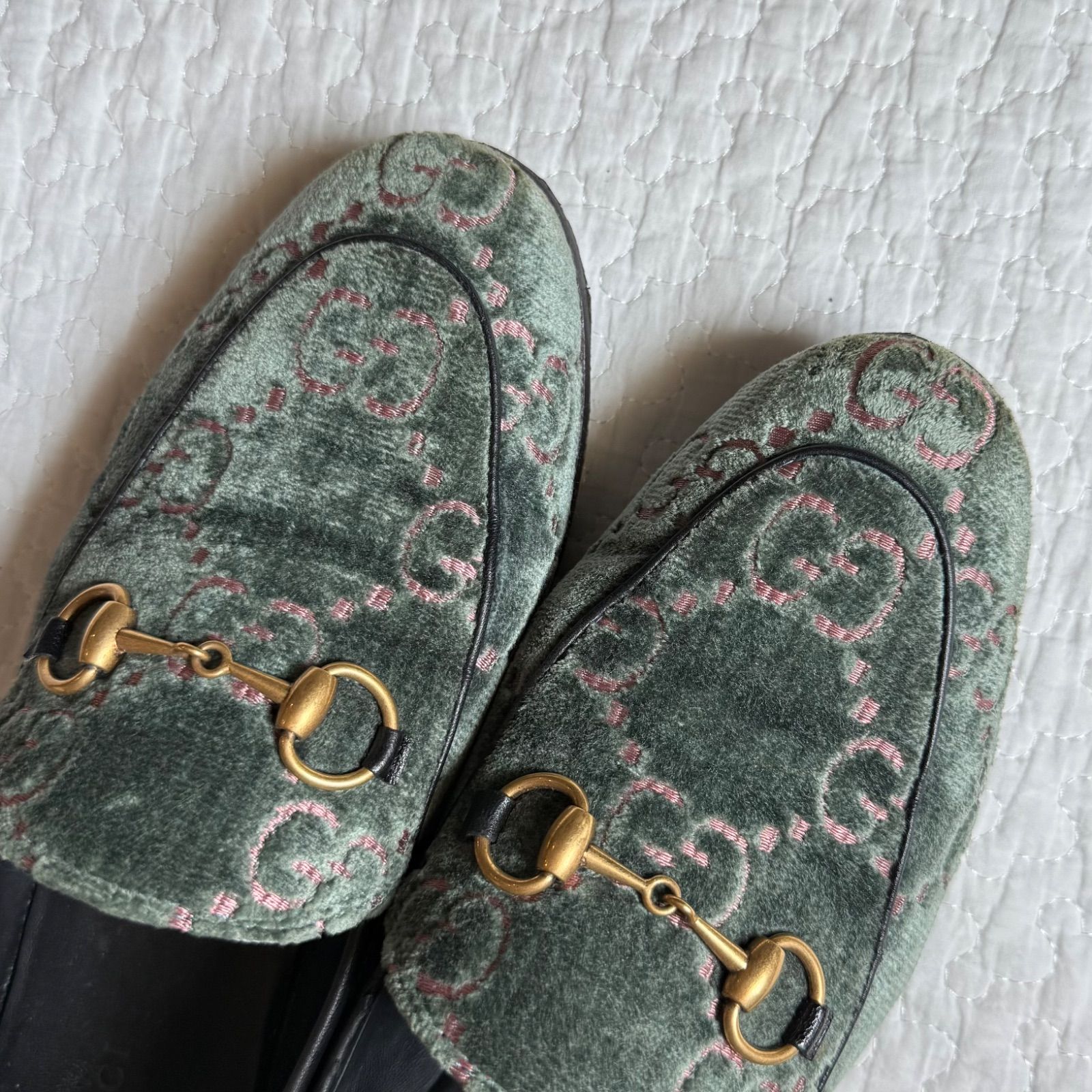 美品 GUCCI グッチ ヨルダーン GG柄 ホースビットローファー