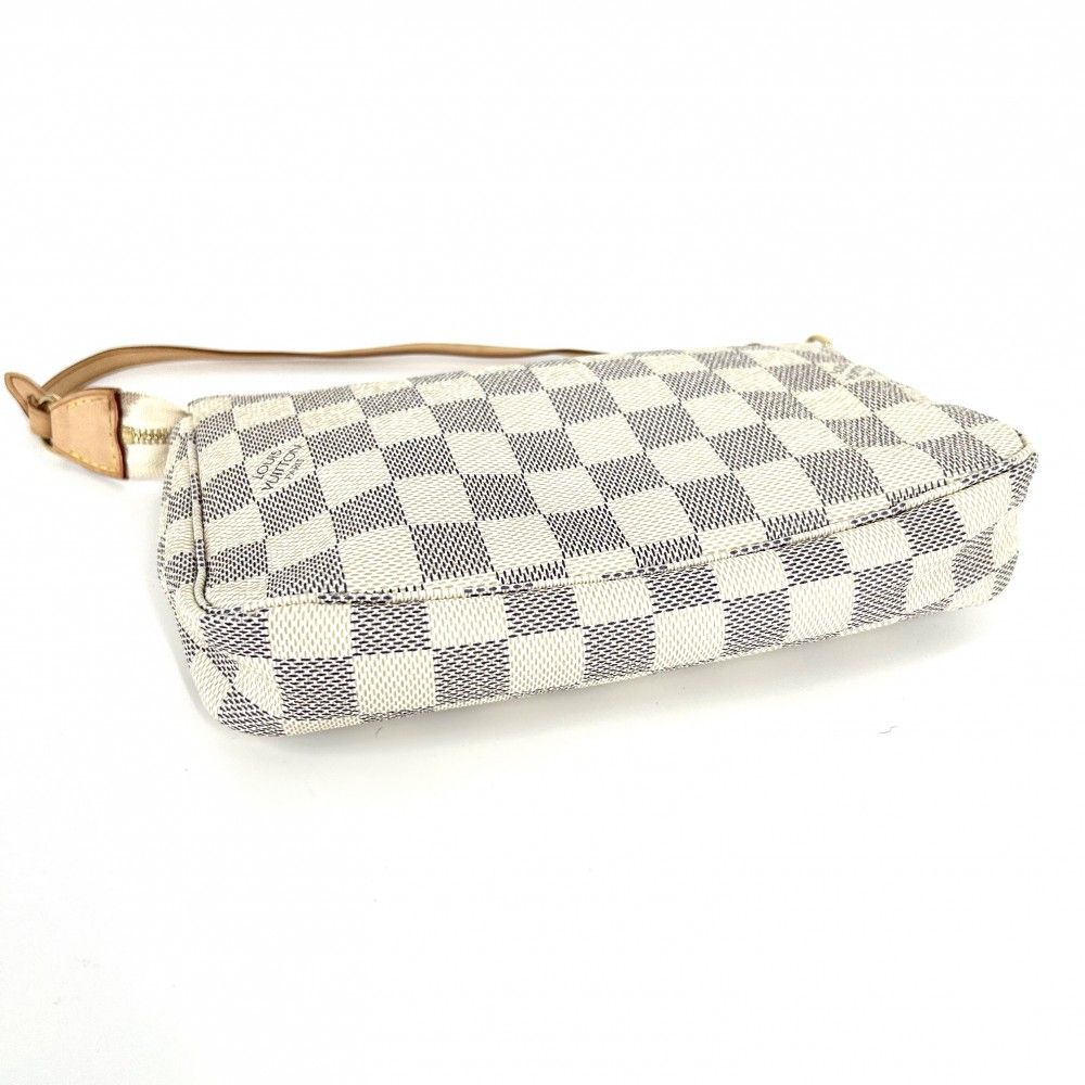 美品ヴィトンルイヴィトンダミエアズールポシェットホワイトVUITTON