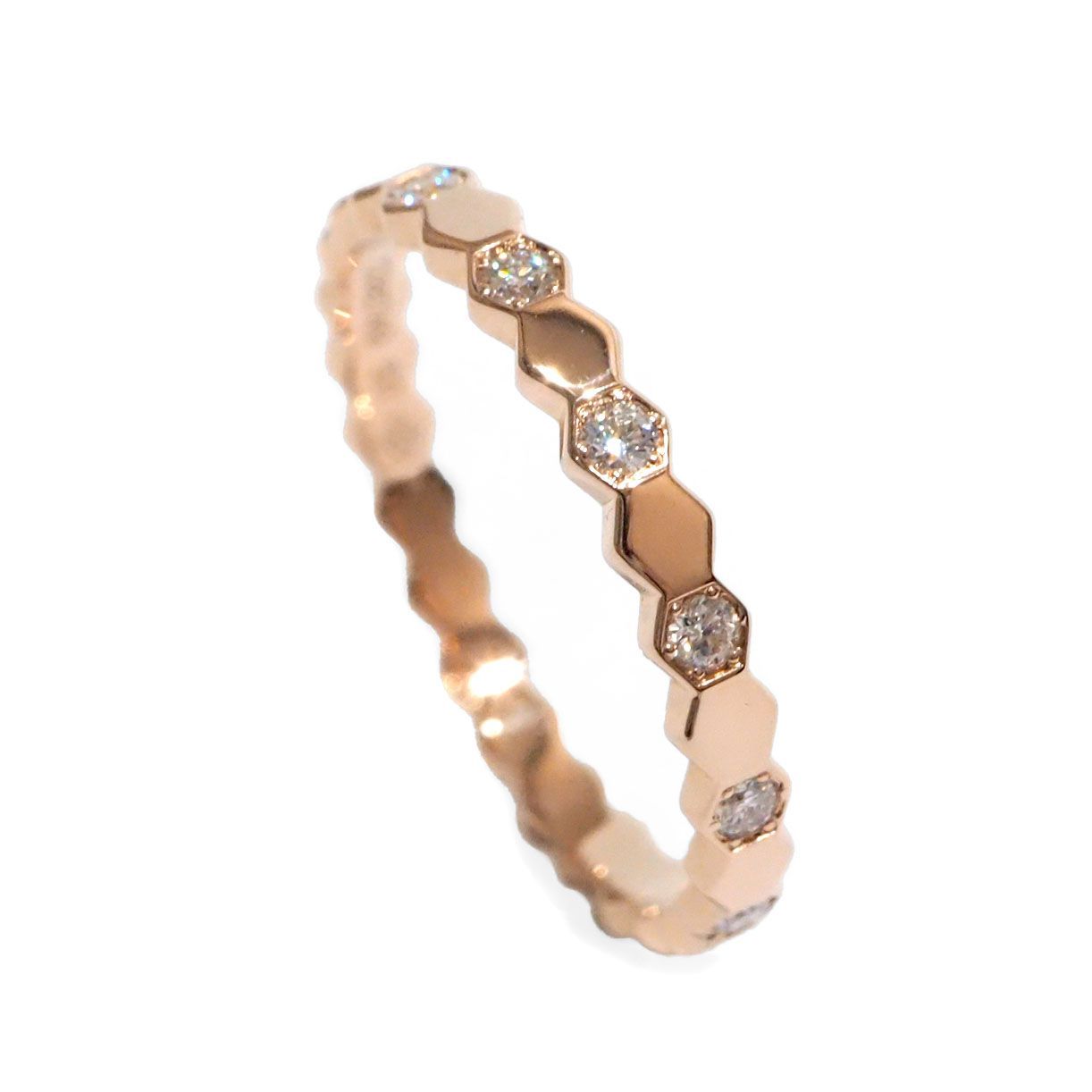 CHAUMET ショーメ ビードゥショーメ ビーマイラブ K18PG ダイヤモンド 0.21ct ハニカム リング 50 約9.5号位 約1.6g位 081933 指輪 18金 ピンク ゴールド ジュエリー レディース ブランド SIROKUMA-CORPORATION_COM