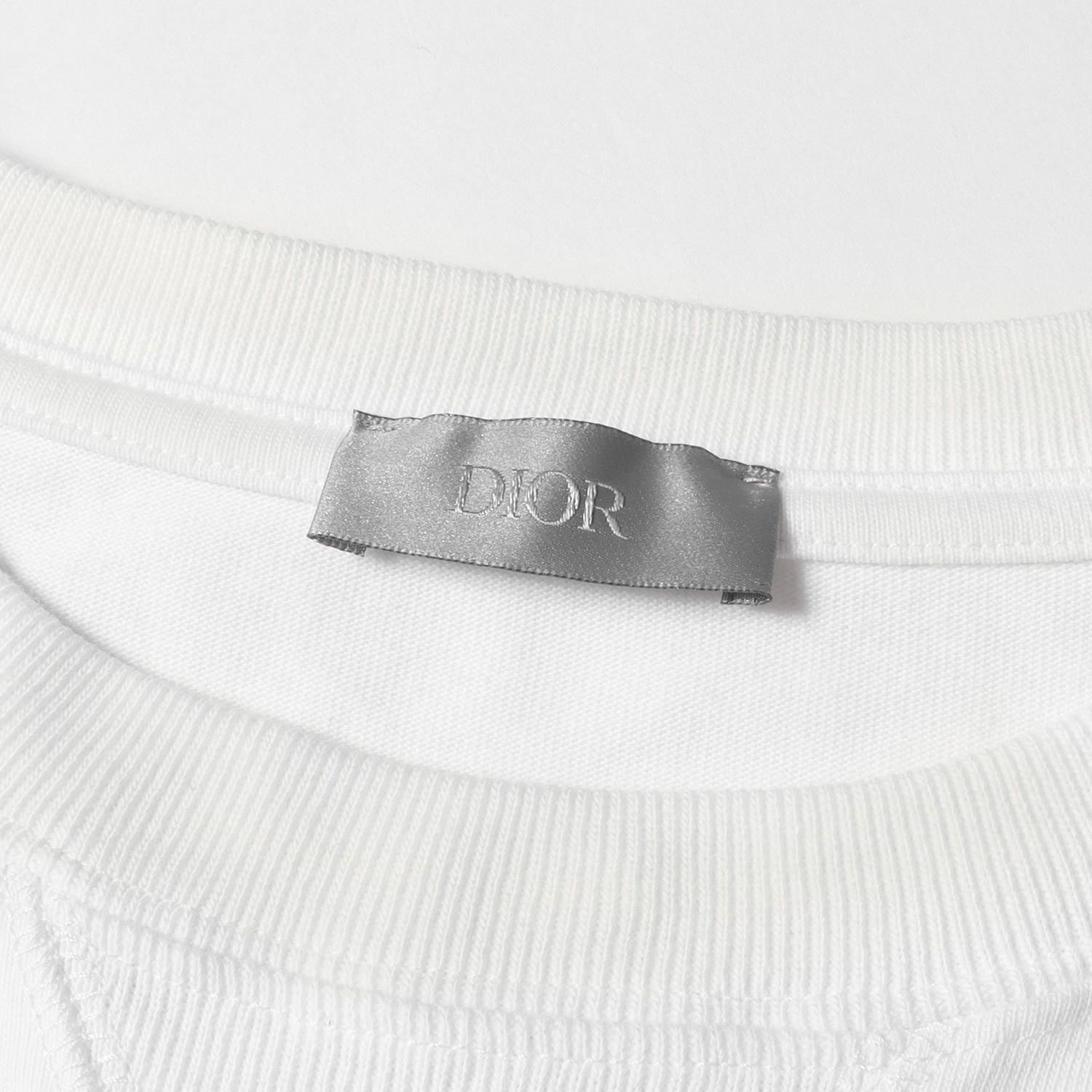 Dior HOMME ディオールオム Tシャツ サイズ:L 21SS フローラルロゴ 刺繍 クルーネック 半袖 Tシャツ 113J686A0554  ホワイト 白 イタリア製 ブランド トップス カットソー
