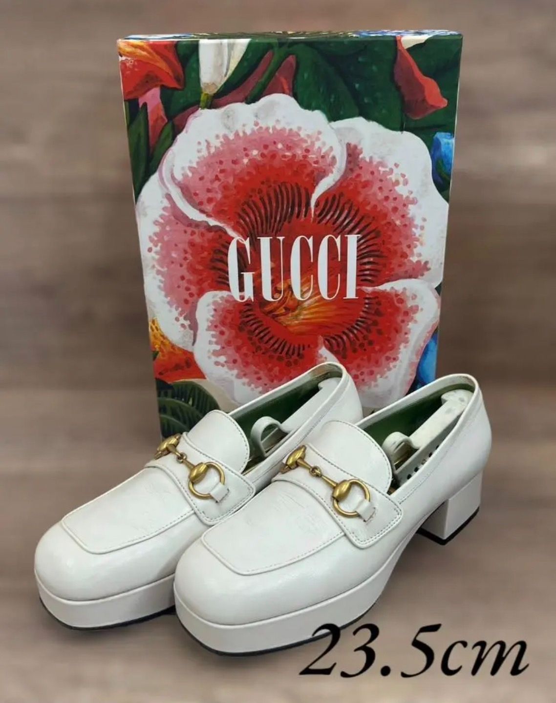 グッチ GUCCI ローファー ホースビット 565365 ホワイト 37 23.5cm 