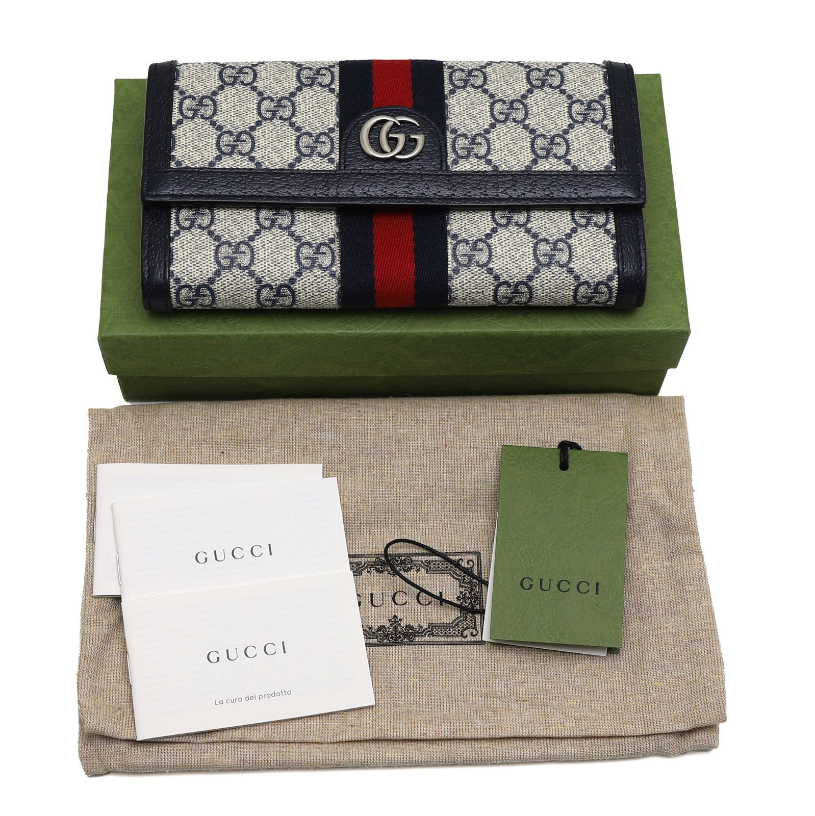 グッチ オフィディア GGコンチネンタル ウォレット 長財布 ネイビー