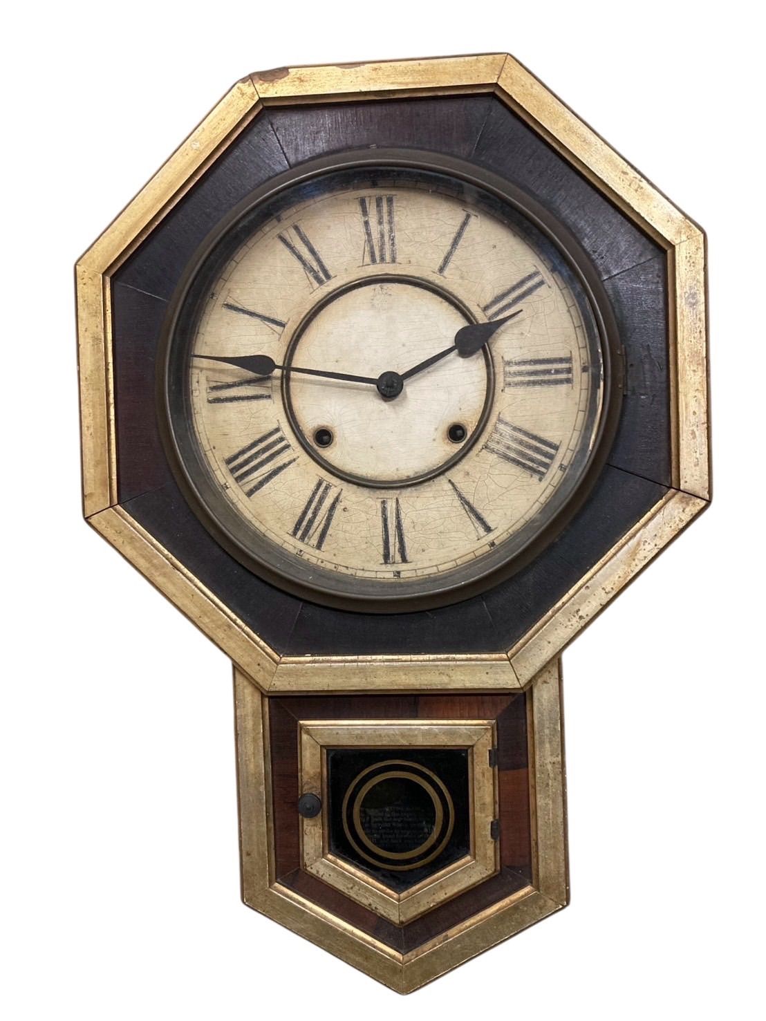 Waterbury Clock 1874 明治7年 掛け時計 19世紀 アメリカ時計 ウォーターベリー クロック カンパニー Waterbury Clock Company製 振り子時計 木製 アンティーク レトロ 年代物 動作未 N25J 出西 48