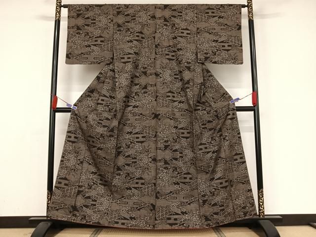 平和屋着物○本場大島紬 7マルキ 雪輪草花文 正絹 逸品 DAAW5191ud