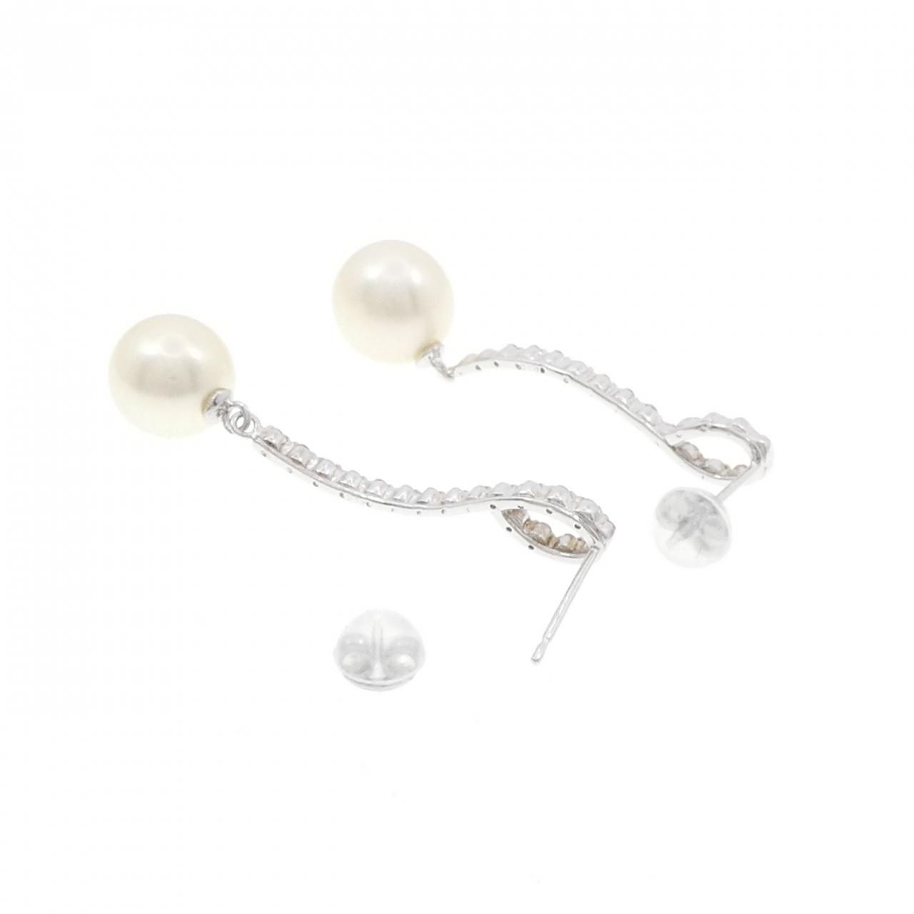 K18WG 白蝶パール ピアス 8.4mm K18南洋白蝶真珠アメリカンピアス【大きさ 