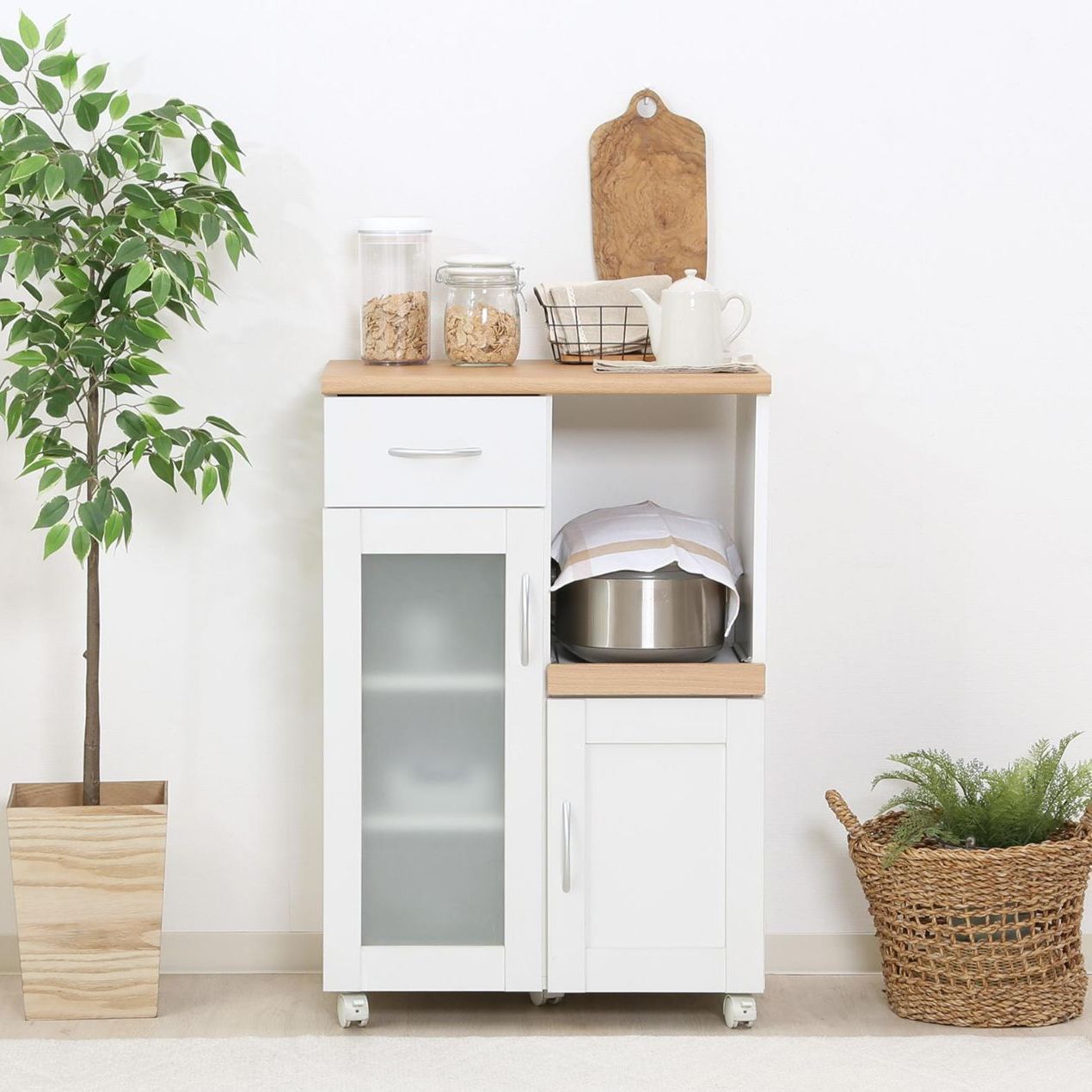 コンパクト キッチンカウンター 幅60cm 食器棚 キッチンボード キッチン収納 NEXPOTALLINN_EU