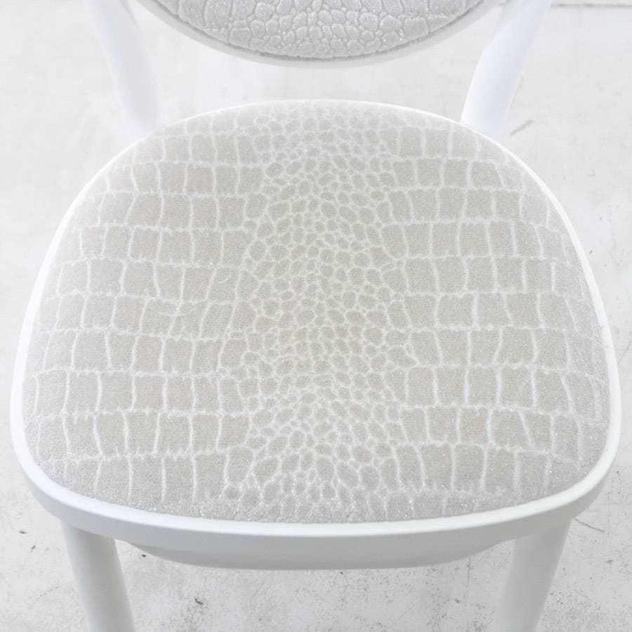 秋田木工 IDC大塚家具 No.701 ダイニングチェア 白 クロコ柄 ブナ材