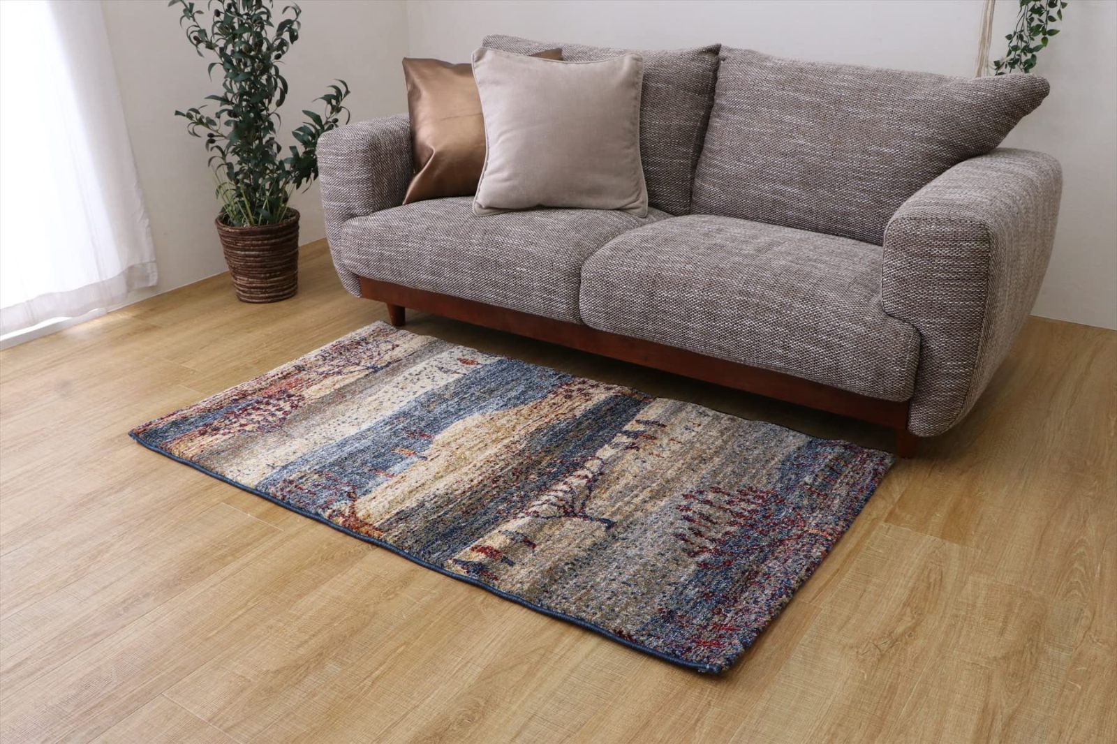 イケヒコ・コーポレーション ラグ カーペット マット 絨毯 長方形 エリウ 約80×140cm ブルー 抗菌防臭効果 消臭効果 丈夫 へたりにくい ウィルトン織り #2370109