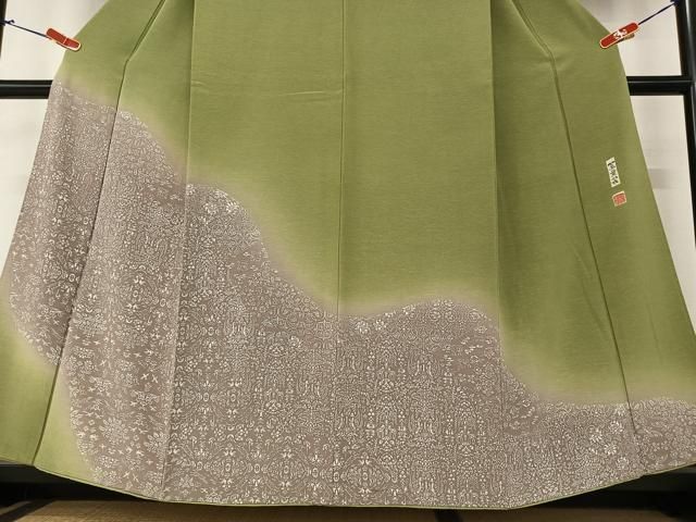 平和屋着物●喜多長蔵 萬葉染　訪問着　鳥獣花文　暈し染め　正絹　逸品　AAAZ0327zg 平和屋着物○喜多長蔵 萬葉染 訪問着 鳥獣花文 暈し染め