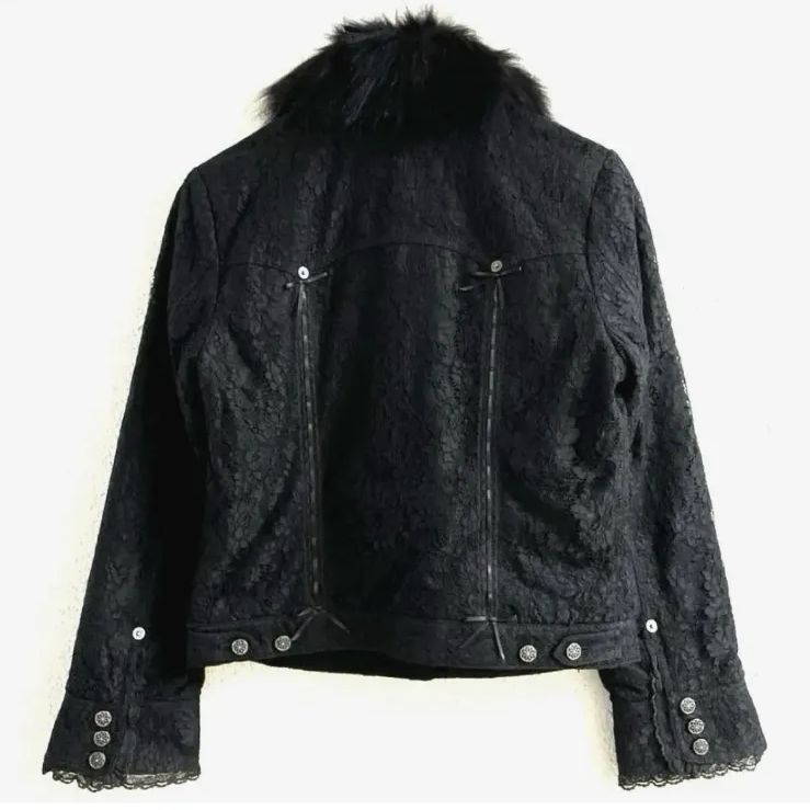 INGEBORG インゲボルグ 総レース フォックスファー襟 ジャケット L 黒