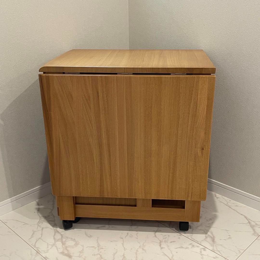 光家具 バタフライ式 キッチンワゴン マルチワゴン 木製 キャスター付き