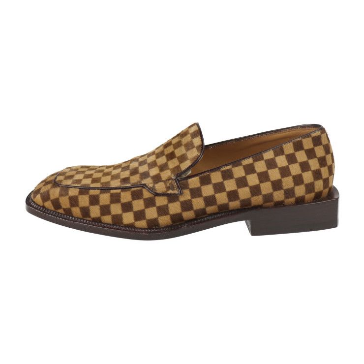 LOUIS VUITTON ルイ ヴィトン スリッポン ハラコ ブラウン系 ダミエ