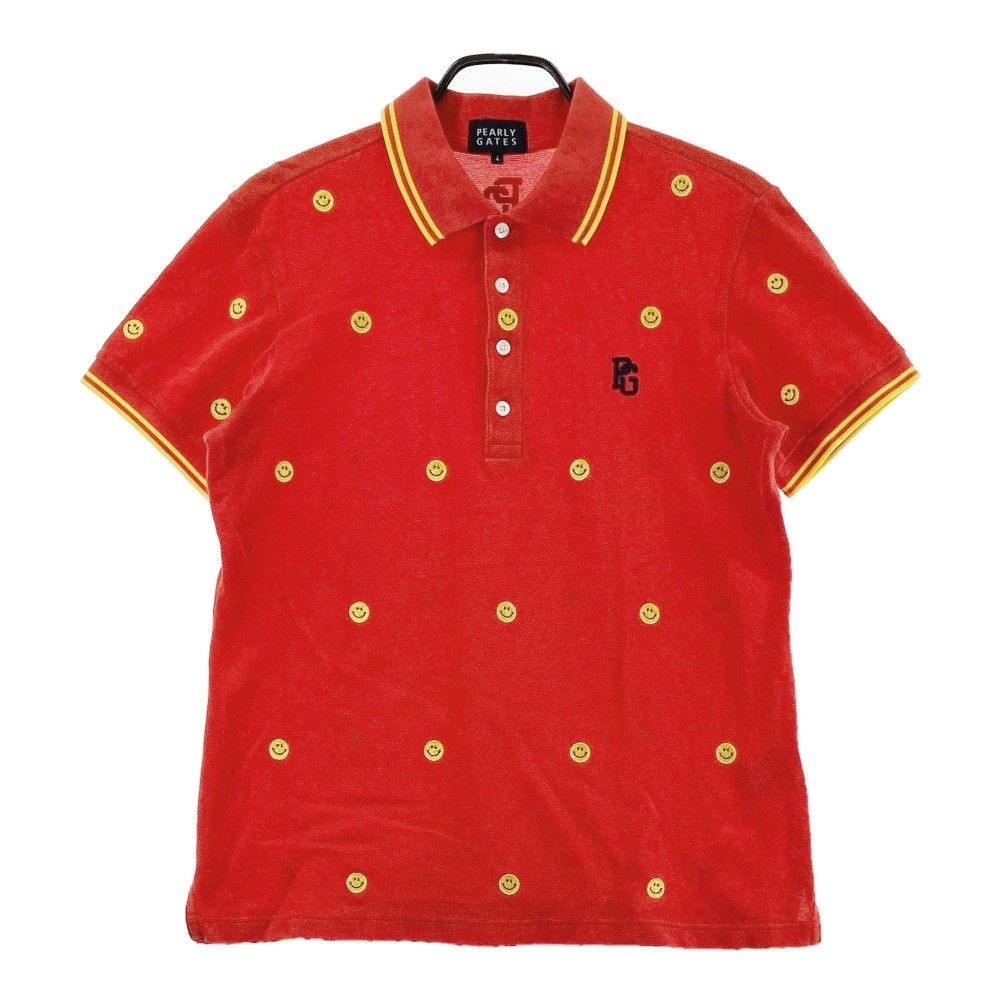 パーリーゲイツ メンズ半袖ポロシャツ レッド サイズ4 新品