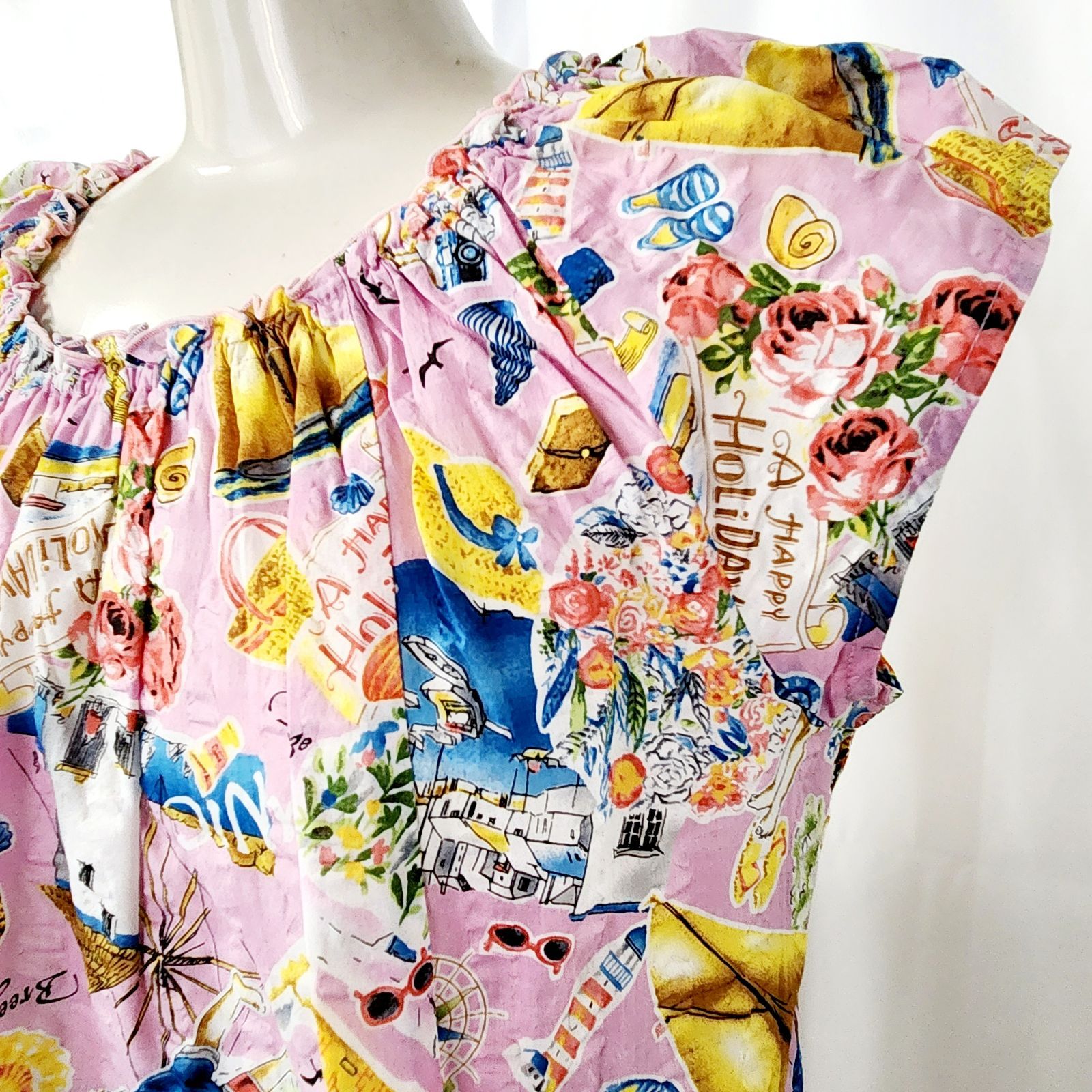 最終値下げ【鴨居羊子】TUNICローンサッカー　綿サマーワンピース　未使用に近い 最終値下げ【鴨居羊子】TUNICローンサッカー 綿サマーワンピース