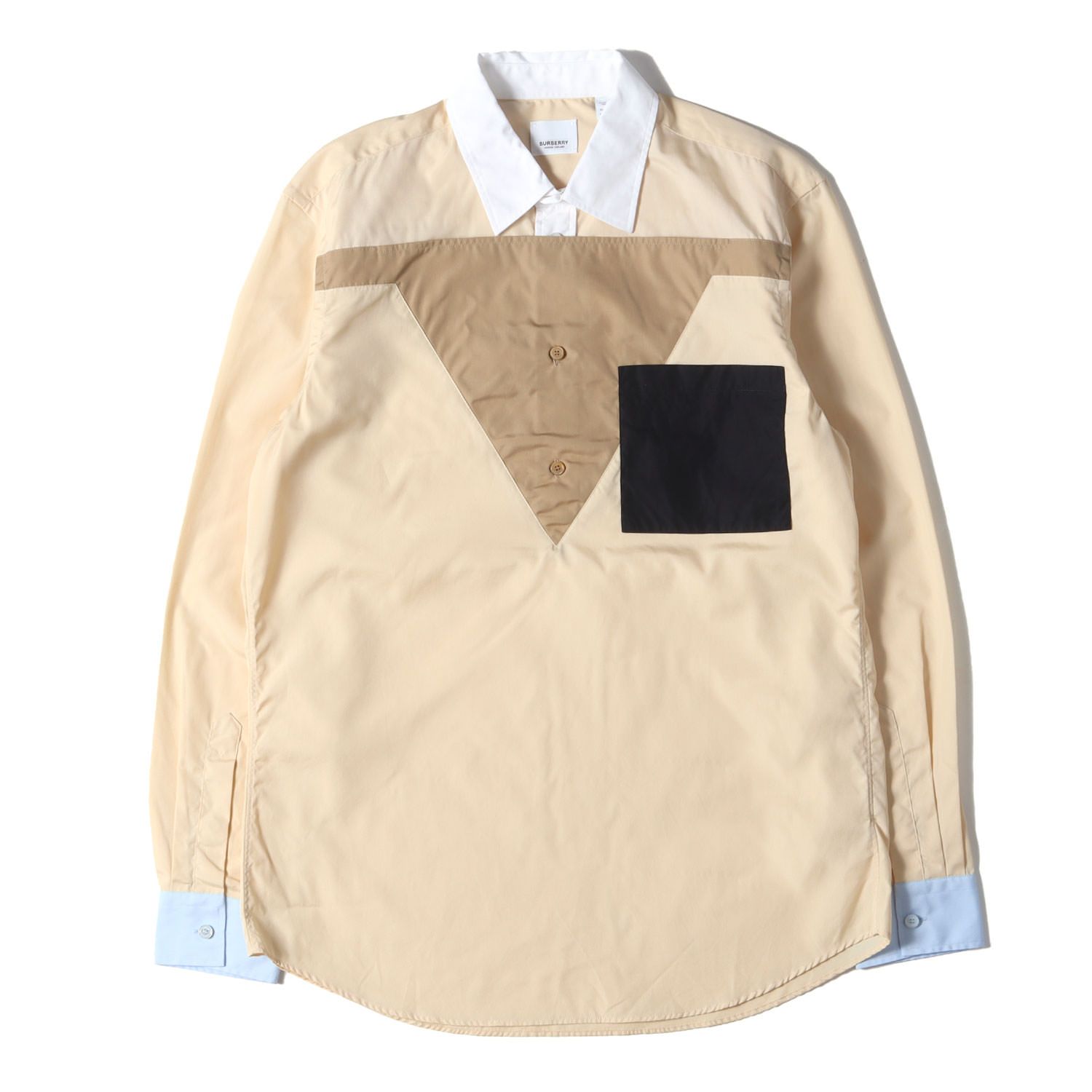 BURBERRY バーバリー シャツ サイズ:15.5(39) 近年モデル 変型 切替 クレリック ブロード プルオーバー ドレスシャツ マルチカラー イタリア製 トップス カジュアルシャツ【メンズ】