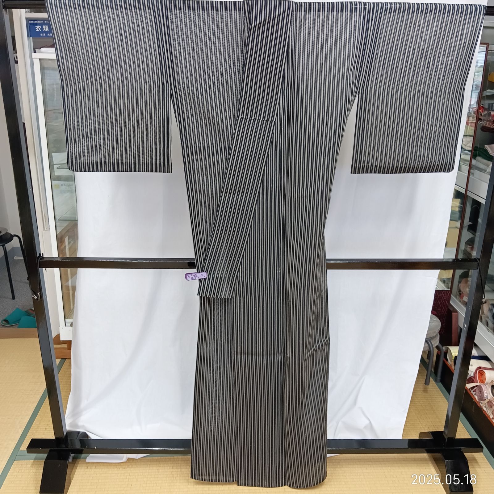 夏塩沢　着丈158裄66.5 正絹 夏塩沢 縞 身丈164cm 裄65㎝ 20-997 - メルカリ