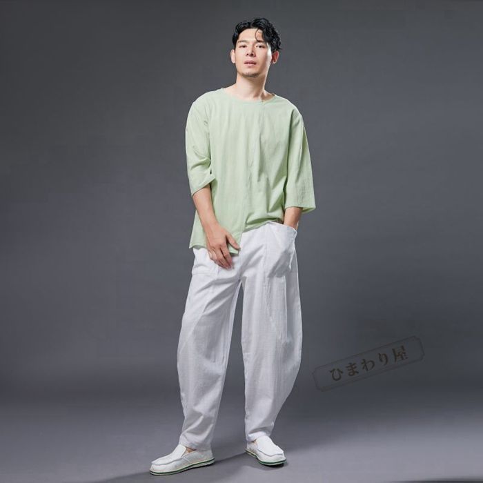 バルーンパンツ サルエルパンツ ワイドパンツ アラジンパンツ ダンス 綿麻パンツ メンズ ファッション サルエル ゆったり 大きいサイズ 部屋着 ルームウェアHZQ475