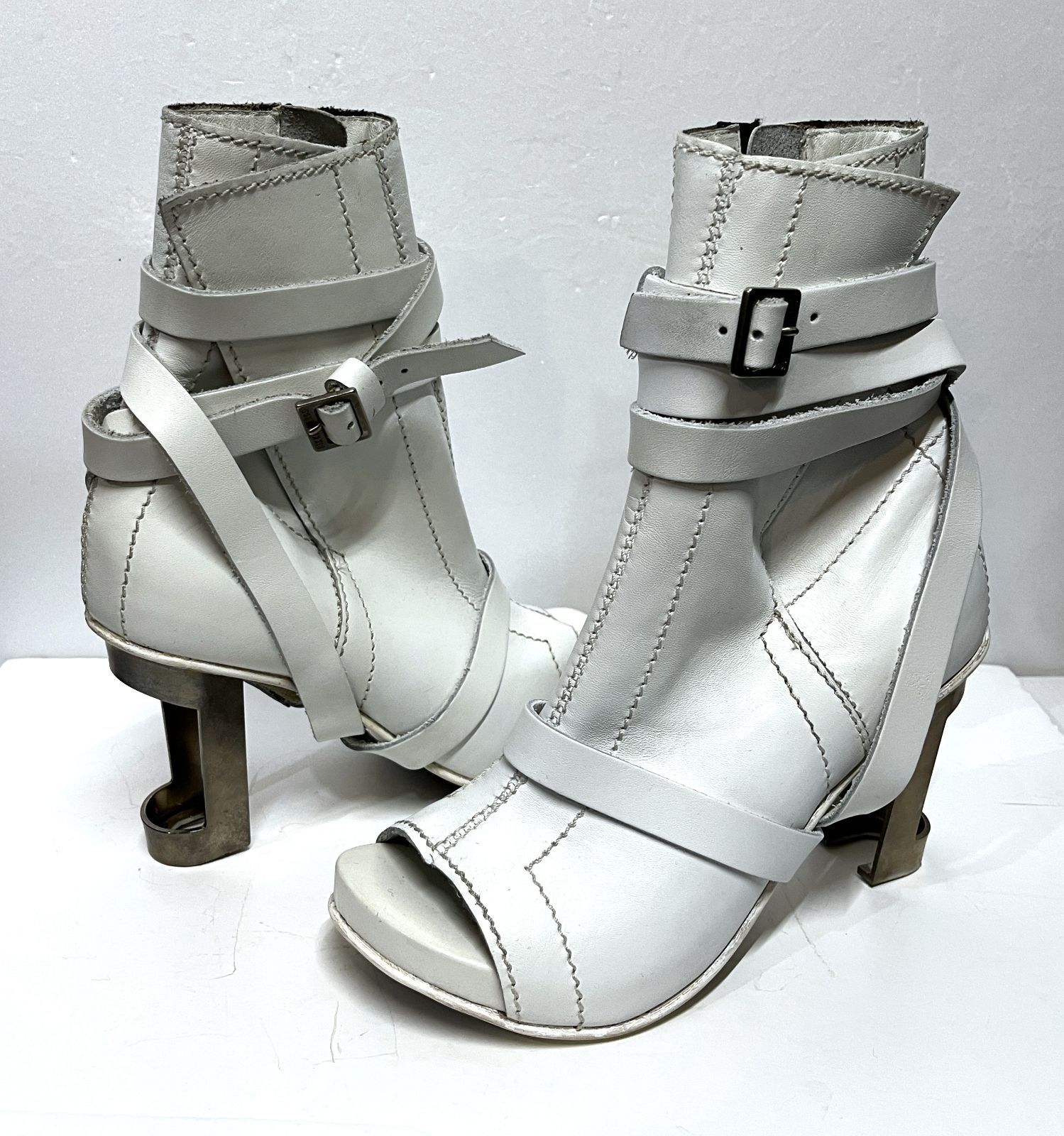 4 22cm程度 ◆ デッドストック DIRK BIKKEMBERGS｜ダークビッケンバーグ ベルト付き サイドジップ ヒールブーツサンダル 靴 KWY