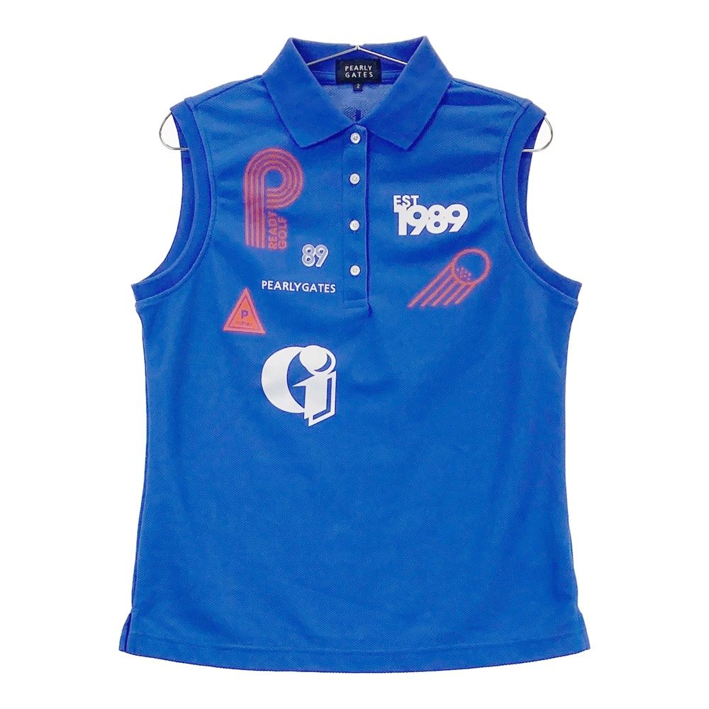 サイズ 2 PEARLY GATES パーリーゲイツ モデル ノースリーブポロシャツ ブルー系 240101528025 ゴルフウェア レディース ストスト