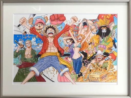【】原画イラストボード ONE PIECE ジャンプフェスタ2011 高級複製原画 〔額装付き〕
