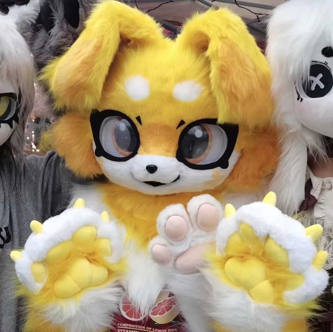 ファースーツ 着ぐるみセット NO.42 犬 黄色 ケモノ ファー