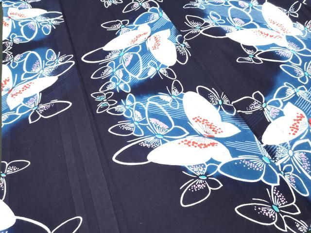 平和屋着物∴夏物 浴衣 しじら織 間道 綿 AABA5685sx 平和屋