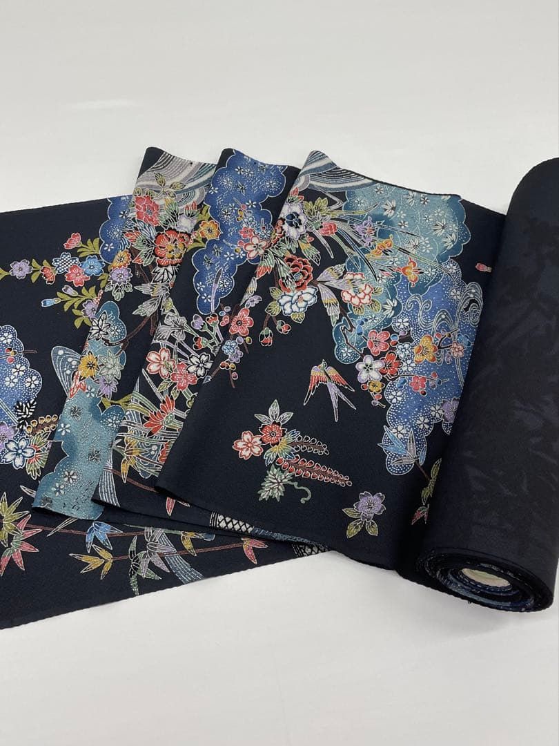 小紋 琉球紅型 伝統工芸士 西村英明 通産大臣指定伝統的工芸品 黒色