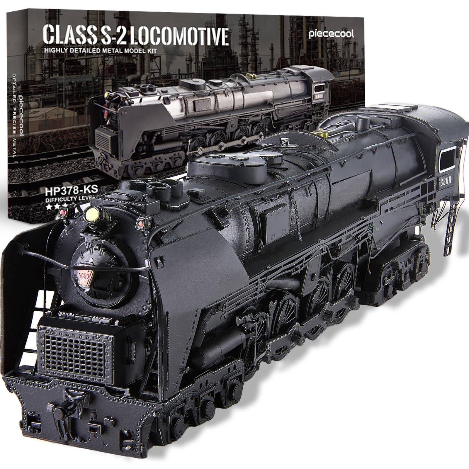 商品 Piececool ピースクール 立体パズル 金属製 S-2型蒸気機関車 メタリックナノパズル 3dパズル 組み立て必要 接着剤不要 難易度3つ星 中級者 大人向け コレクション 置物
