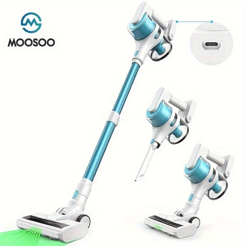 新着商品 MOOSOOのコードレススティック掃除機14Kpaの強力な吸引力1Lのカプセルデザインのダストカップ35分の稼働時間充電式USB充電ワイヤレス36Vプラスチック製ボディリチウムバッテリー-18650シリーズ2600mAh74