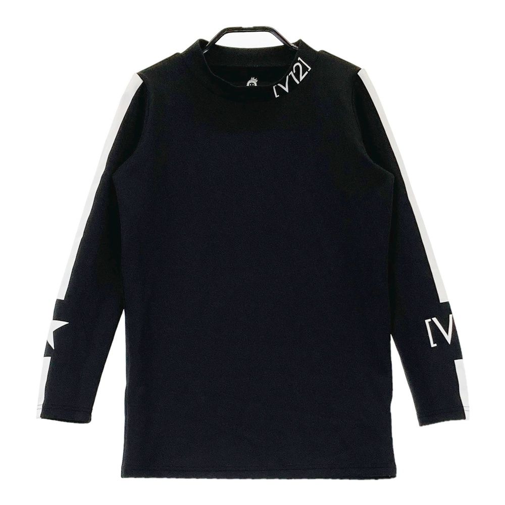サイズ：1 V12 ヴィトゥエルヴ  モックネック 長袖Tシャツ  ブラック系 [240101494179] ゴルフウェア レディース ストスト サイズ：1 V12 ヴィトゥエルヴ モックネック 長袖Tシャツ ブラック系