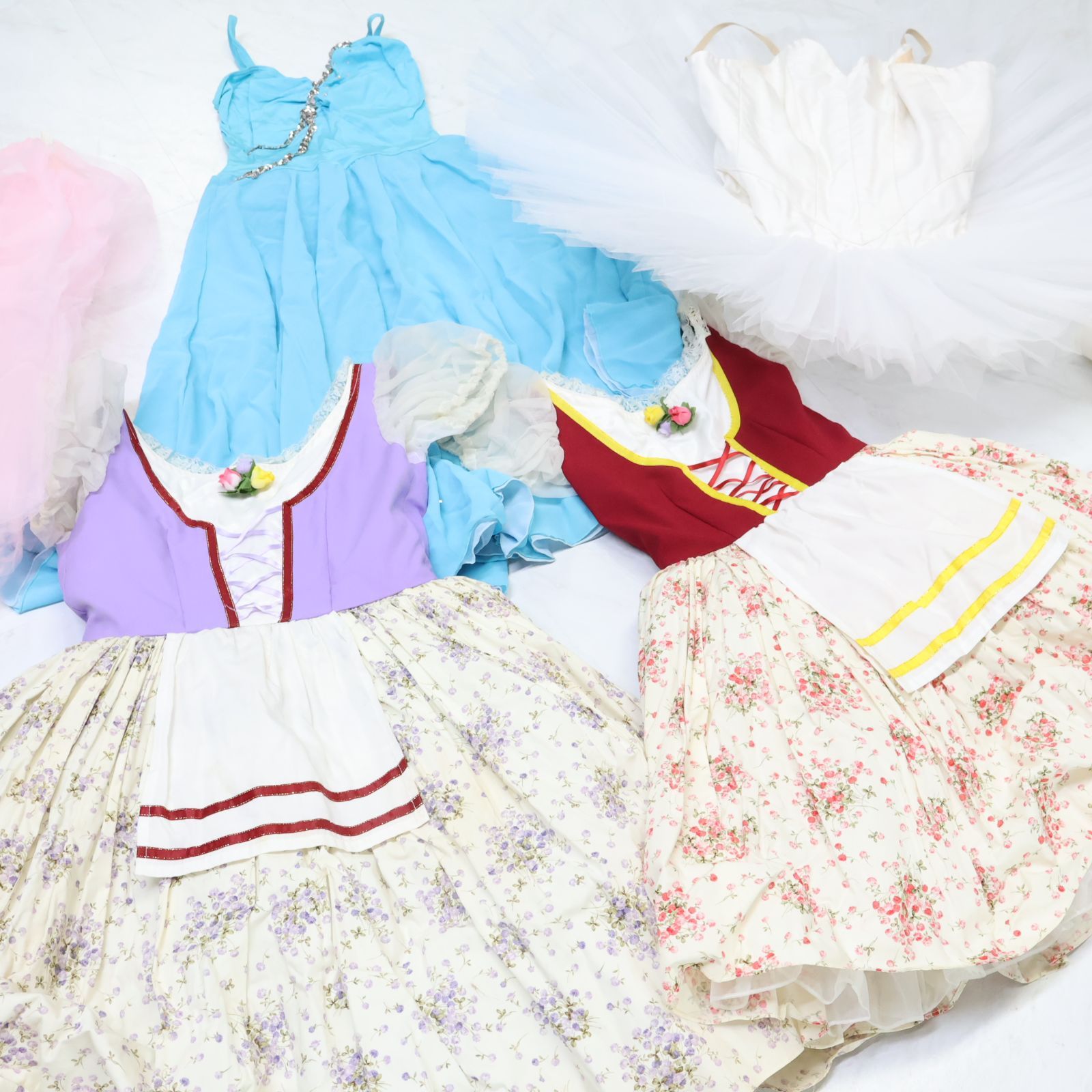 【バレエ衣装 まとめ売り】全6点セット Chacott チャコット チュチュ ロマンティックチュチュ 発表会 パニエ ワンピース ドレス 舞台 劇 コンクール 花柄 子供