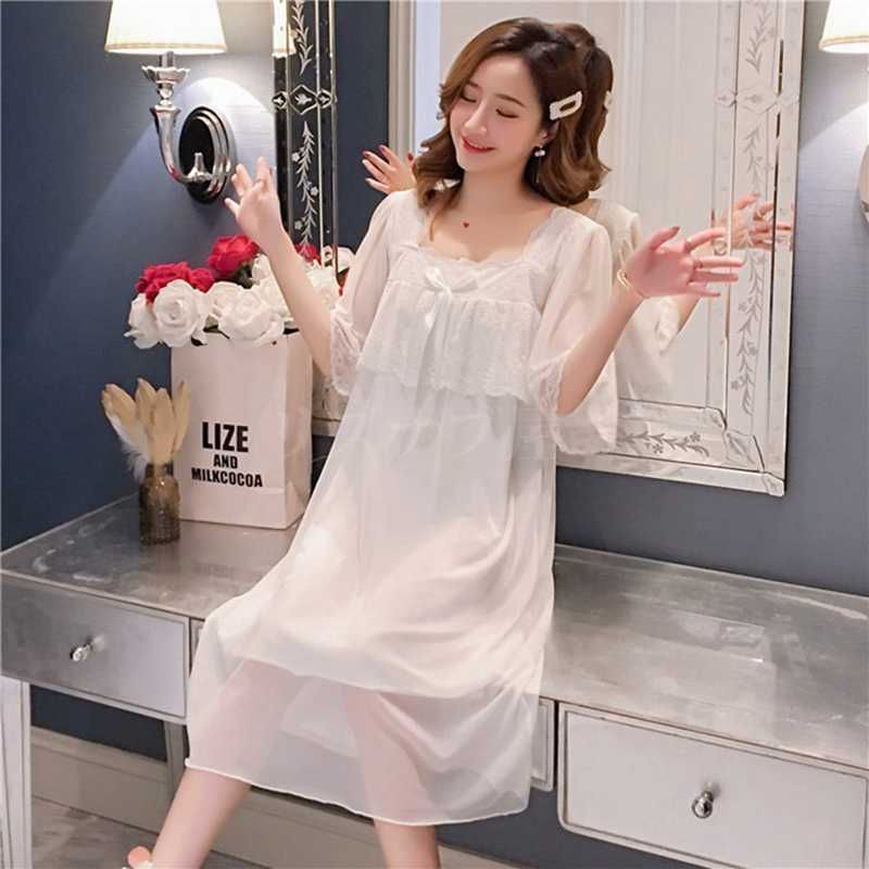 ネグリジェ 半袖 ルーム ワンピース ネグリジェ パジャマ ルームウェア 姫系 レディース ナイトウェア 柔らか フリル ゆったり Aライン min