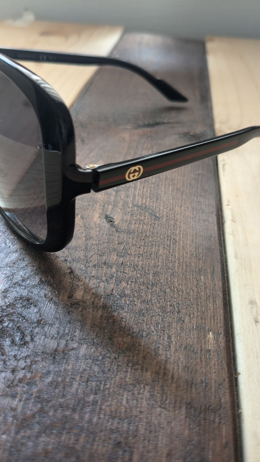 極美品✨ GUCCI サングラス インターロッキング シェリーライン 黒 極美品＊ケース付き】GUCCI シェリーライン インターロッキング