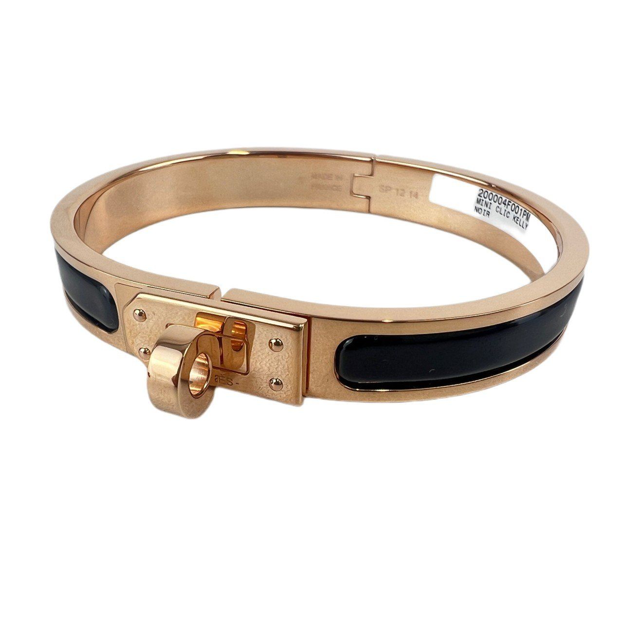 ♥ Hermès エルメス Mini Clic Kelly bracelet PM 200004F001PM ミニ クリック ケリー ブレスレット エナメルブレスレット ファン Black | Roseg ブラック | ローズゴールド